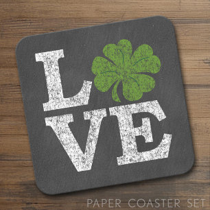 Dessous-de-verre Carré En Papier Jour de la Saint Patrick LOVE avec shamrock