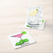 Dessous-de-verre Carré En Papier Jour Diner Cocktail Cosmo Rose, Pickleball Limes (En situation)