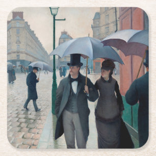 Dessous-de-verre Carré En Papier Journée de la Pluie de Paris par Gustave Caillebot