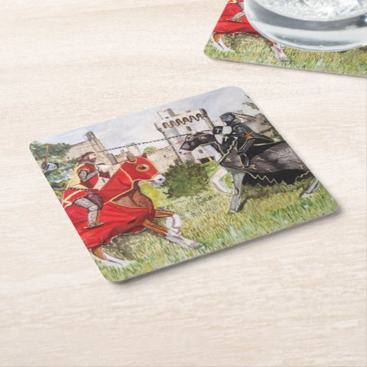 Dessous-de-verre Carré En Papier Joust médiéval En face du Château (Incliné)