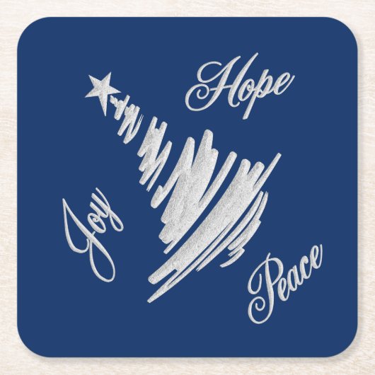 Dessous-de-verre Carré En Papier Joy Hope Peace Christmas Tree (Devant)