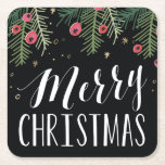 Dessous-de-verre Carré En Papier Joyeuse collection de baie<br><div class="desc">Dessous de verre de fête de Noël parfaits pour les parties,  le décor et les cadeaux.</div>