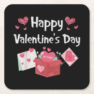 Dessous-de-verre Carré En Papier Joyeuse Saint-Valentin Sois Mienne Cœurs Mignons