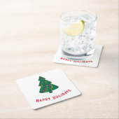 Dessous-de-verre Carré En Papier Joyeuses fêtes (En situation)