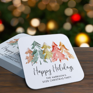 Dessous-de-verre Carré En Papier Joyeuses fêtes Pine Tree Noël