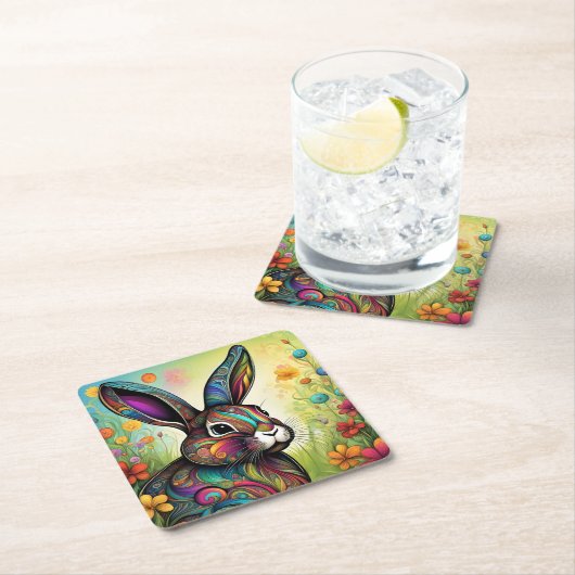 Dessous-de-verre Carré En Papier Joyeuses Pâques (En situation)