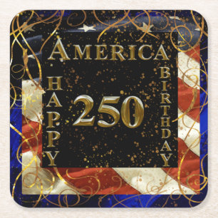 Dessous-de-verre Carré En Papier Joyeux 250e anniversaire Amérique !