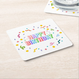 Dessous-de-verre Carré En Papier Joyeux Anniversaire