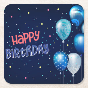 Dessous-de-verre Carré En Papier Joyeux anniversaire avec ballons