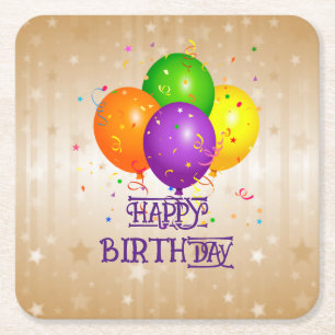 Dessous-de-verre Carré En Papier Joyeux anniversaire...Fêtons ça !