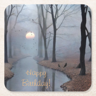 Dessous-de-verre Carré En Papier Joyeux anniversaire Misty Morning Dessous de verre