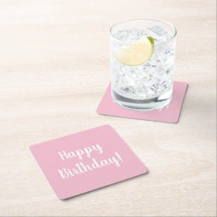 Dessous-de-verre Carré En Papier Joyeux Anniversaire Pastel rose fête d'anniversair
