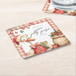 Dessous-de-verre Carré En Papier Joyeux anniversaire Silly Goose 1ère année Noël Ro