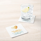 Dessous-de-verre Carré En Papier Joyeux ballon d'anniversaire (En situation)