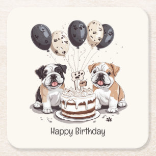 Dessous-de-verre Carré En Papier Joyeux Bulldogs anglais