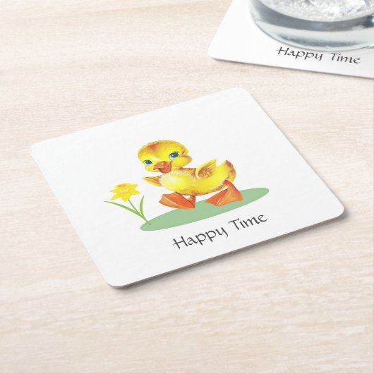 Dessous-de-verre Carré En Papier Joyeux canard blanc (Incliné)