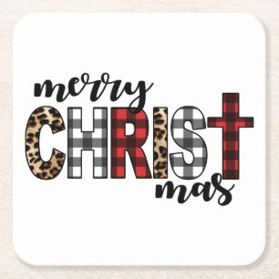 Dessous-de-verre Carré En Papier Joyeux CHRISTmas Buffalo Plaid