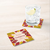 Dessous-de-verre Carré En Papier Joyeux Concours D'Amitié Avec Des Feuilles D'Autom (En situation)