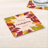 Dessous-de-verre Carré En Papier Joyeux Concours D'Amitié Avec Des Feuilles D'Autom (Incliné)