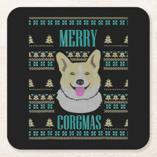 Dessous-de-verre Carré En Papier Joyeux Corgmas de Noël