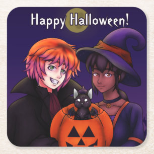 Dessous-de-verre Carré En Papier Joyeux costumes d'Halloween