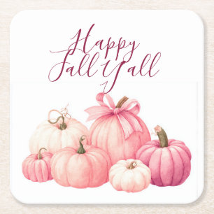 Dessous-de-verre Carré En Papier Joyeux Dessous de verre Citrouilles rose Halloween