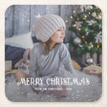 Dessous-de-verre Carré En Papier Joyeux Dessous de verre de papier photo de Noël<br><div class="desc">Offrez un cadeau personnalisé ce Noël ! Ajoutez facilement une image de votre famille,  de vos animaux de compagnie ou de vos moments heureux avec vos amis,  par exemple.</div>