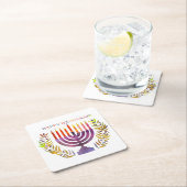 Dessous-de-verre Carré En Papier Joyeux Dessous de verre Hanoukka (En situation)