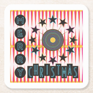 Dessous-de-verre Carré En Papier Joyeux Dessous de verre rétro de Noël