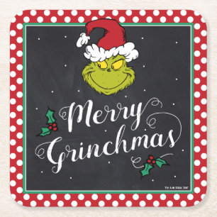 Dessous-de-verre Carré En Papier Joyeux Grinchmas   Fête de fin d'année du Grinch
