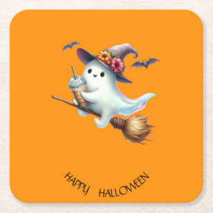 Dessous-de-verre Carré En Papier Joyeux Halloween