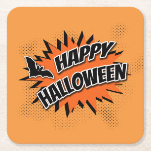 Dessous-de-verre Carré En Papier Joyeux Halloween