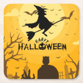 Dessous-de-verre Carré En Papier Joyeux Halloween (Devant)