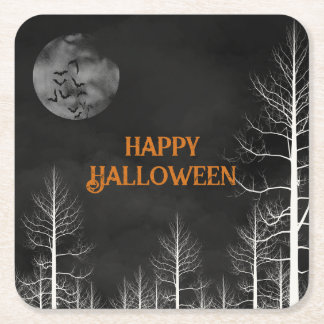 Dessous-de-verre Carré En Papier Joyeux Halloween Dark Woods Party