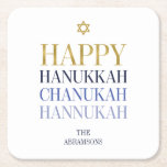 Dessous-de-verre Carré En Papier Joyeux Hanoukka Chanukah Dessous de verre de papie<br><div class="desc">La conception simulée de feuille d'or Faux est incorporée dans cette conception. Personnalisez le texte personnalisé ci-dessus. Vous pouvez trouver d'autres éléments de coordination dans notre collection "Happy Hanoukka Chanukah".</div>