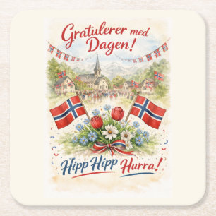 Dessous-de-verre Carré En Papier Joyeux Jour de la Constitution norvégienne - 17 Ma