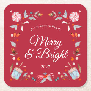 Dessous-de-verre Carré En Papier Joyeux & Lumineux Noël Vintage Fêtes de fin d'anné