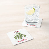 Dessous-de-verre Carré En Papier Joyeux Mistletoe White Berries Carré (En situation)
