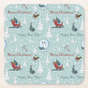 Dessous-de-verre Carré En Papier Joyeux motif de Noël