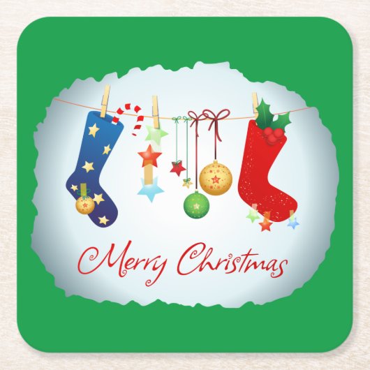 Dessous-de-verre Carré En Papier Joyeux Noël (Devant)