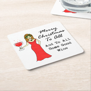 Dessous-de-verre Carré En Papier Joyeux Noël à tous et à du tout bon vin