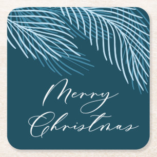 Dessous-de-verre Carré En Papier Joyeux Noël bleu moderne