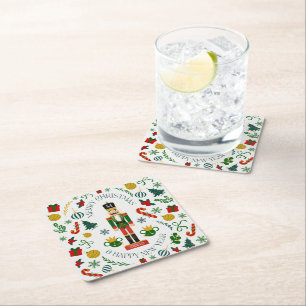 Dessous-de-verre Carré En Papier Joyeux Noël casse-noisette monogramme personnalisé