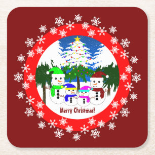 Dessous-de-verre Carré En Papier Joyeux Noël! Dessous de verre en papier de la fami