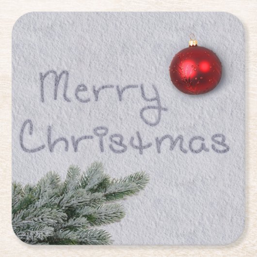 Dessous-de-verre Carré En Papier Joyeux Noël écrit dans la neige (Devant)