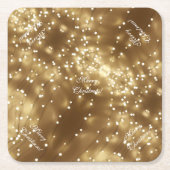 Dessous-de-verre Carré En Papier Joyeux Noël Élégant Festif Chaîne de lumières (Devant)