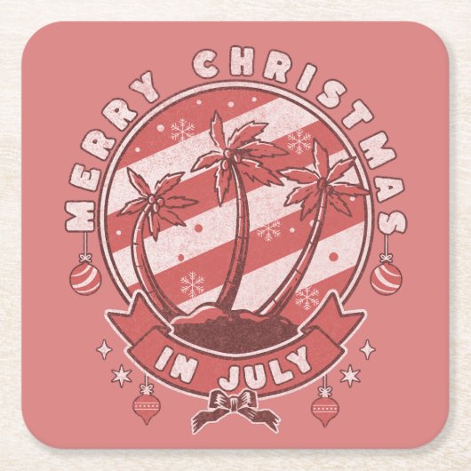 Dessous-de-verre Carré En Papier Joyeux Noël en juillet (Devant)