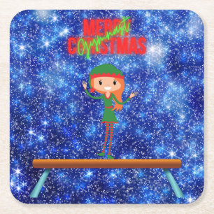 Dessous-de-verre Carré En Papier Joyeux Noël Gymnast Elf