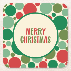 Dessous-de-verre Carré En Papier Joyeux Noël Joyeux et Doté du milieu du siècle de