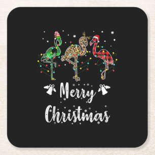 Dessous-de-verre Carré En Papier Joyeux Noël Leopard Rouge Vert Flamant rose Plaid